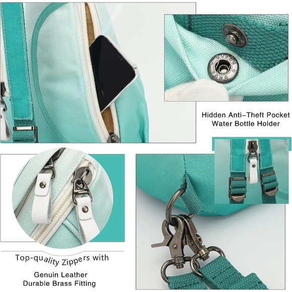 Women Small Casual Canvas Sling Crossbody Shoulder Backpack main image 6